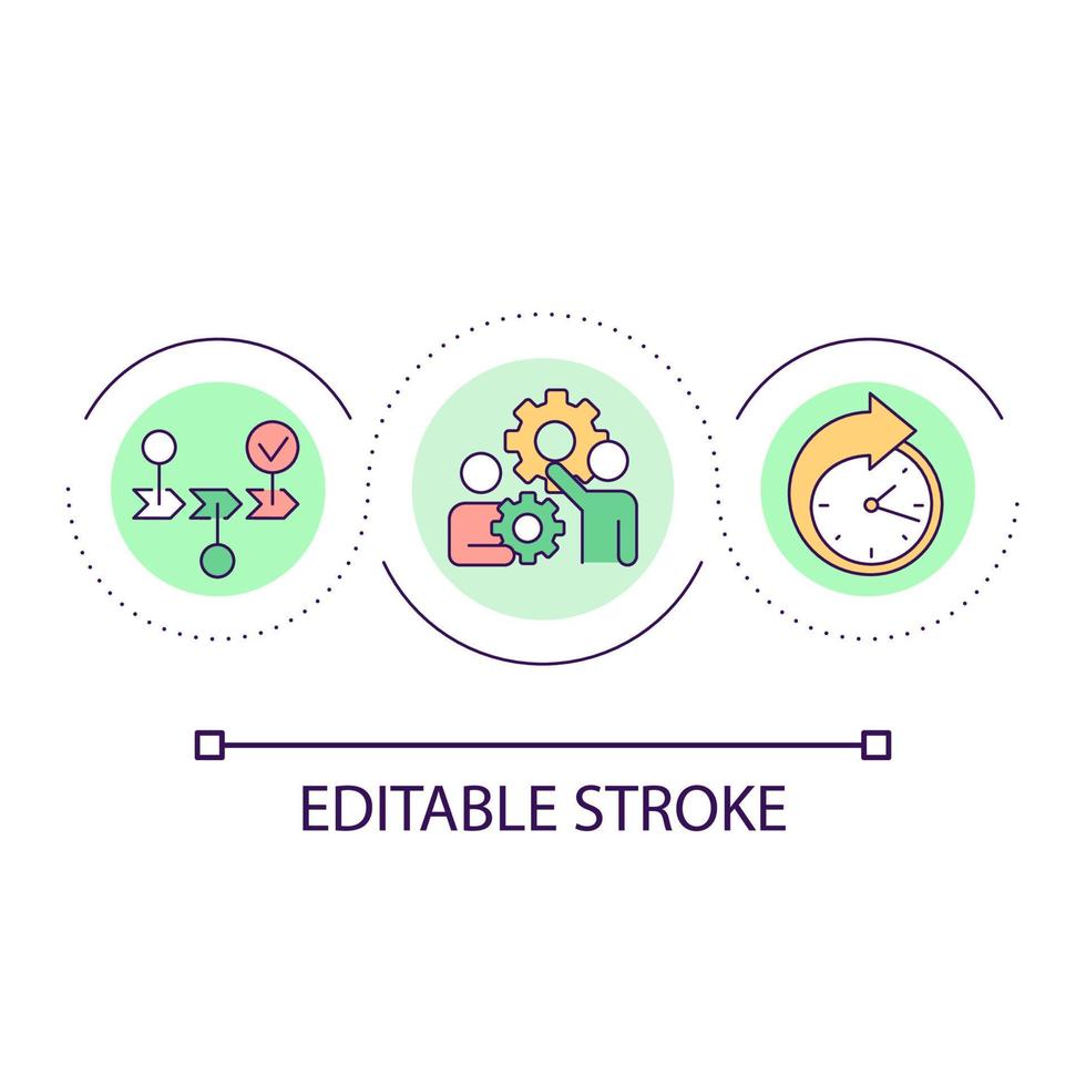 Build development strategy loop concept icon. Choose direction and terms. Business processes abstract idea thin line illustration. Isolated outline drawing. Editable stroke. vector