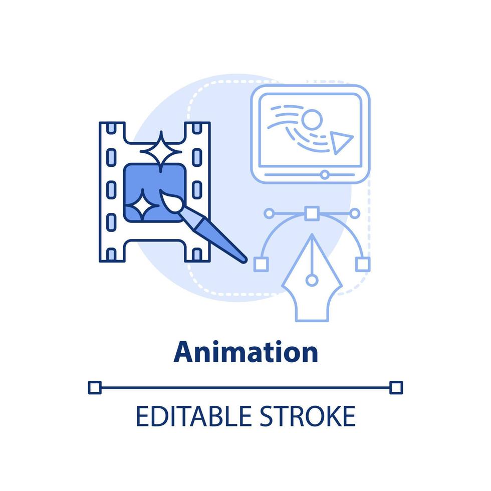 Animation light blue concept icon. In demand skill for freelancing abstract idea thin line illustration. Storyboards. Isolated outline drawing. Editable stroke. vector