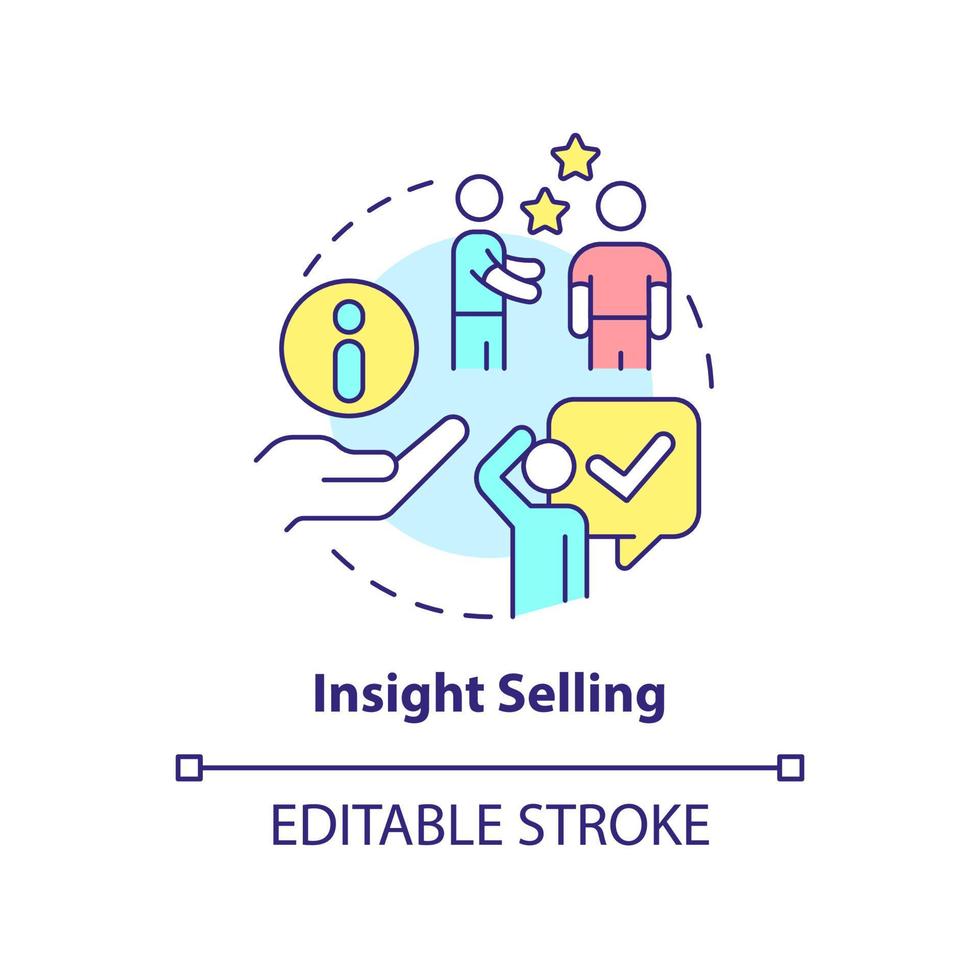 Insight selling concept icon. Suggesting winning strategies abstract idea thin line illustration. Decision-making process. Isolated outline drawing. Editable stroke. vector