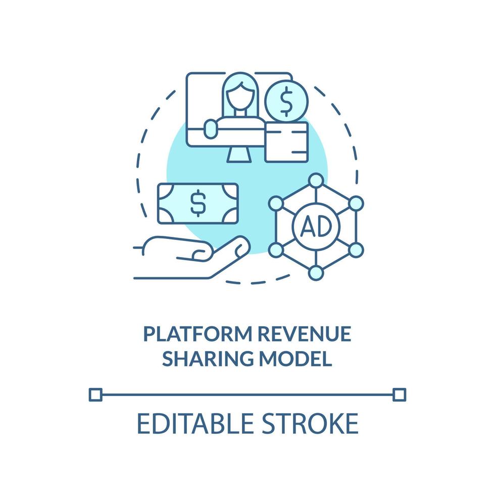 Platform revenue sharing model turquoise concept icon. Creator business model abstract idea thin line illustration. Isolated outline drawing. Editable stroke. vector