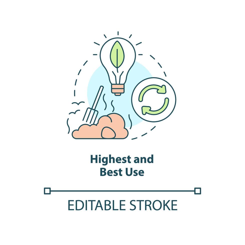 Highest and best use concept icon. Zero waste business principle abstract idea thin line illustration. Waste management. Isolated outline drawing. Editable stroke. vector