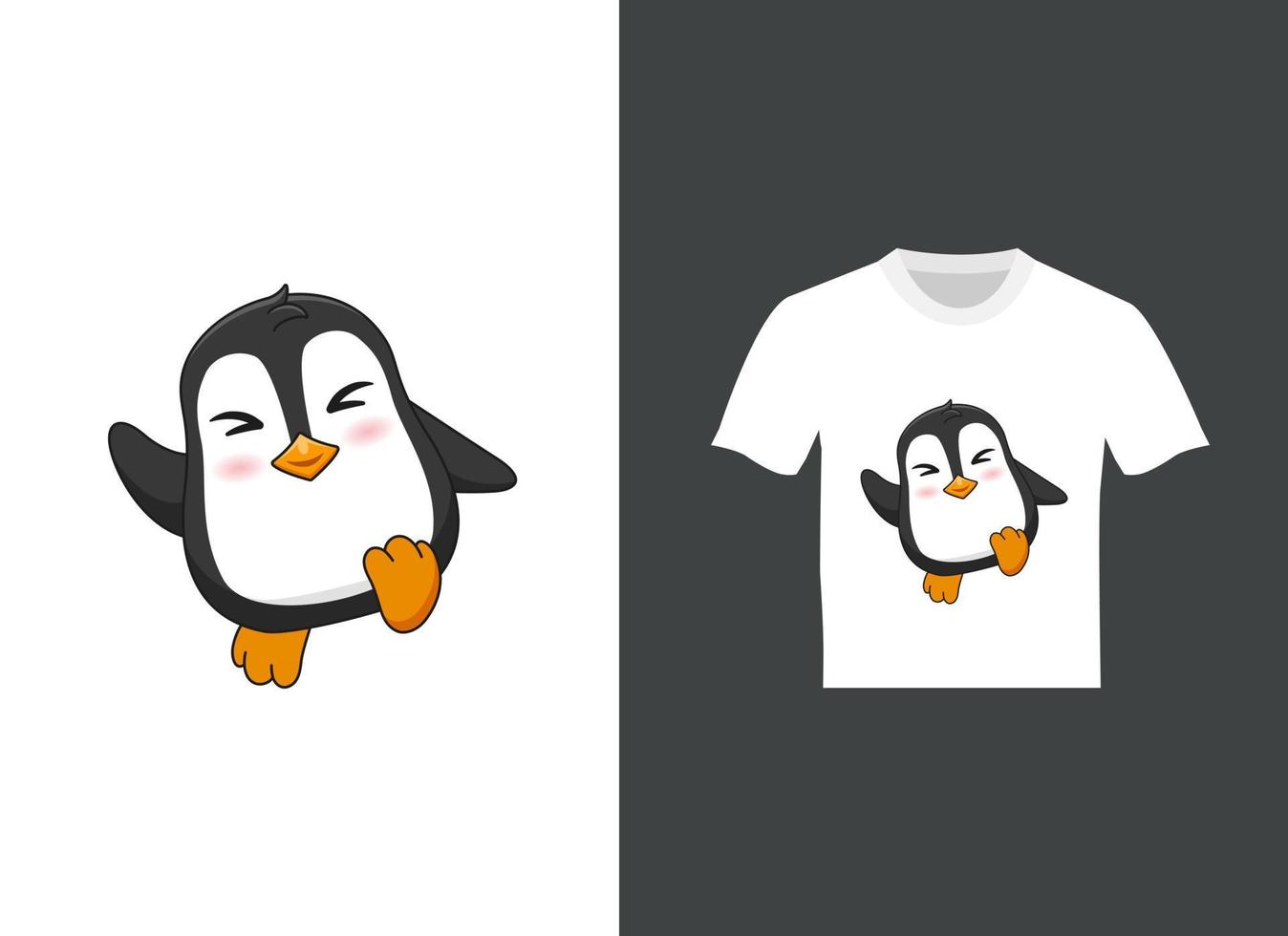 lindo diseño gráfico de camisetas de dibujos animados de pingüinos. ilustración vectorial vector