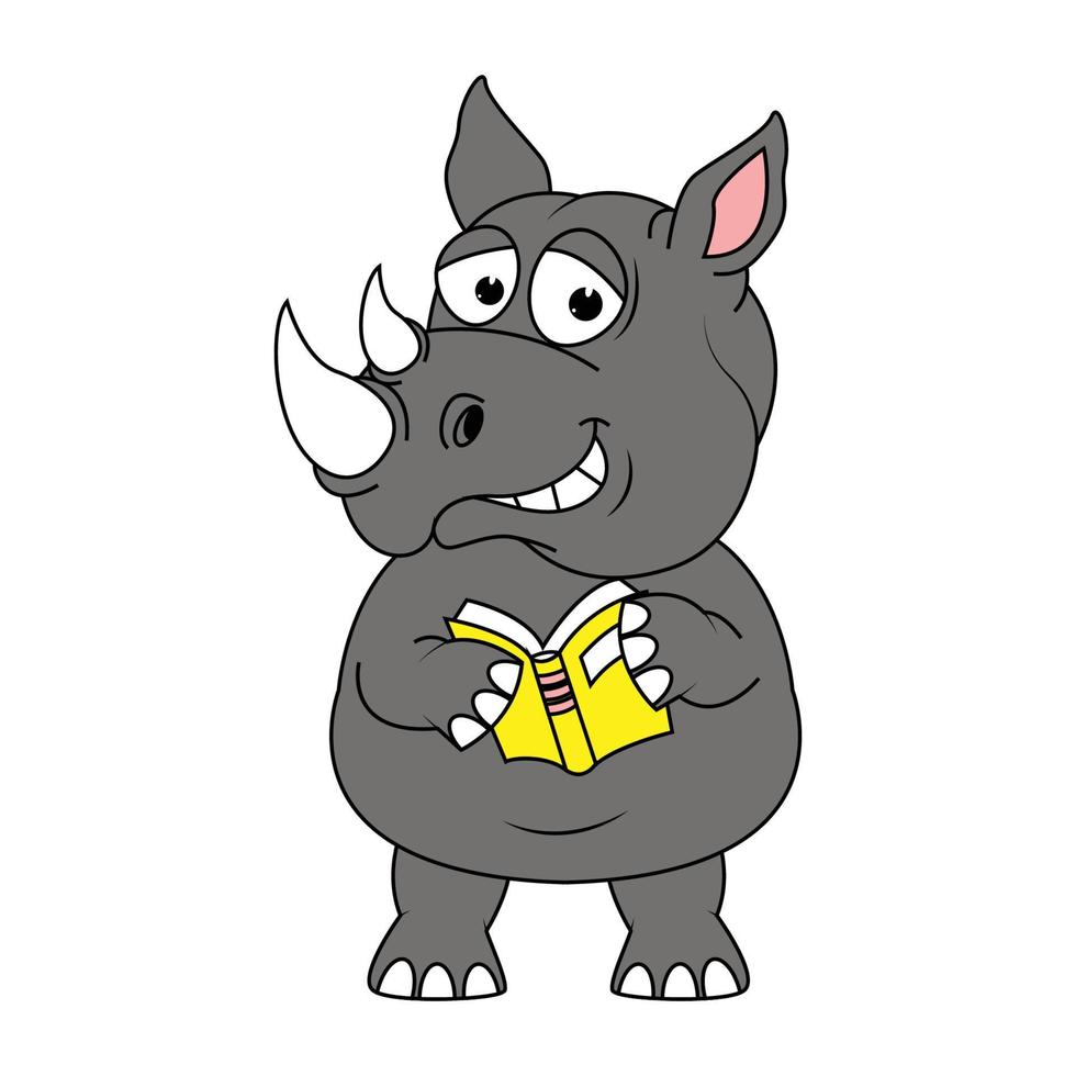 cute rhino animal cartoon illustration vector