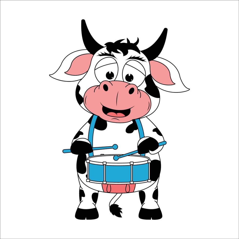 cute cow animal cartoon illustration vector