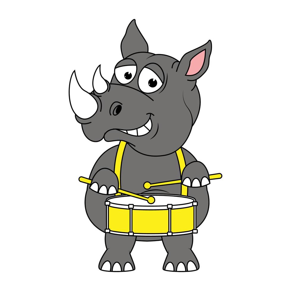 cute rhino animal cartoon illustration vector