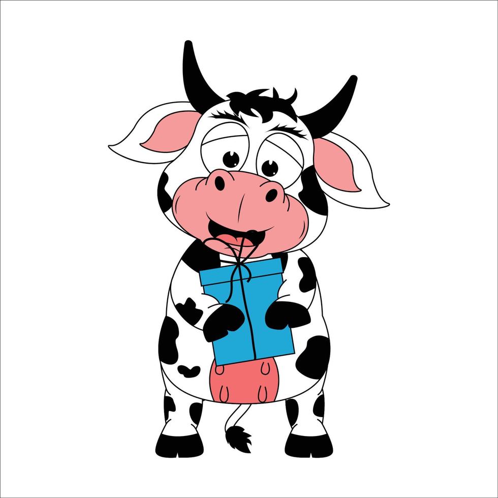 cute cow animal cartoon illustration vector