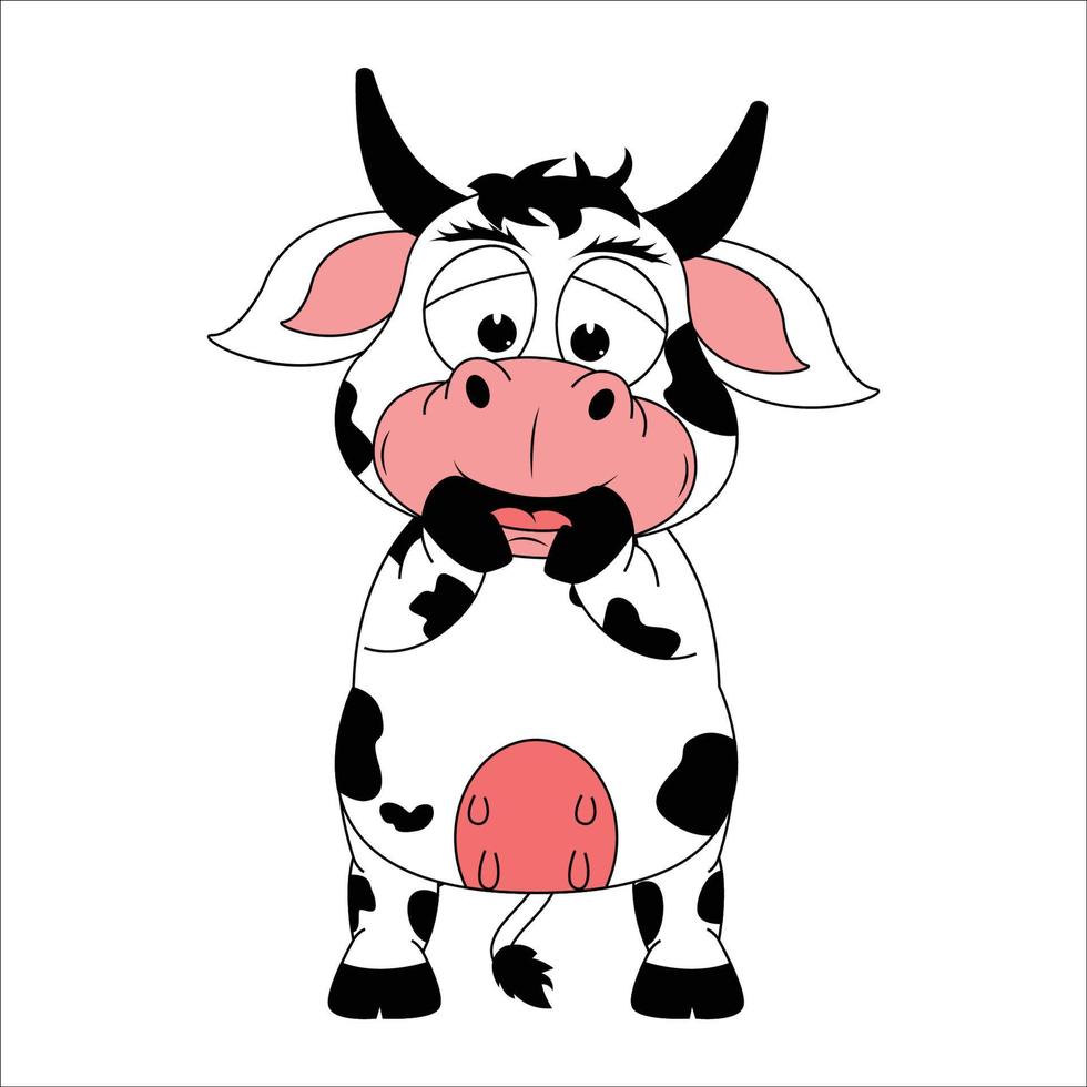 cute cow animal cartoon illustration vector