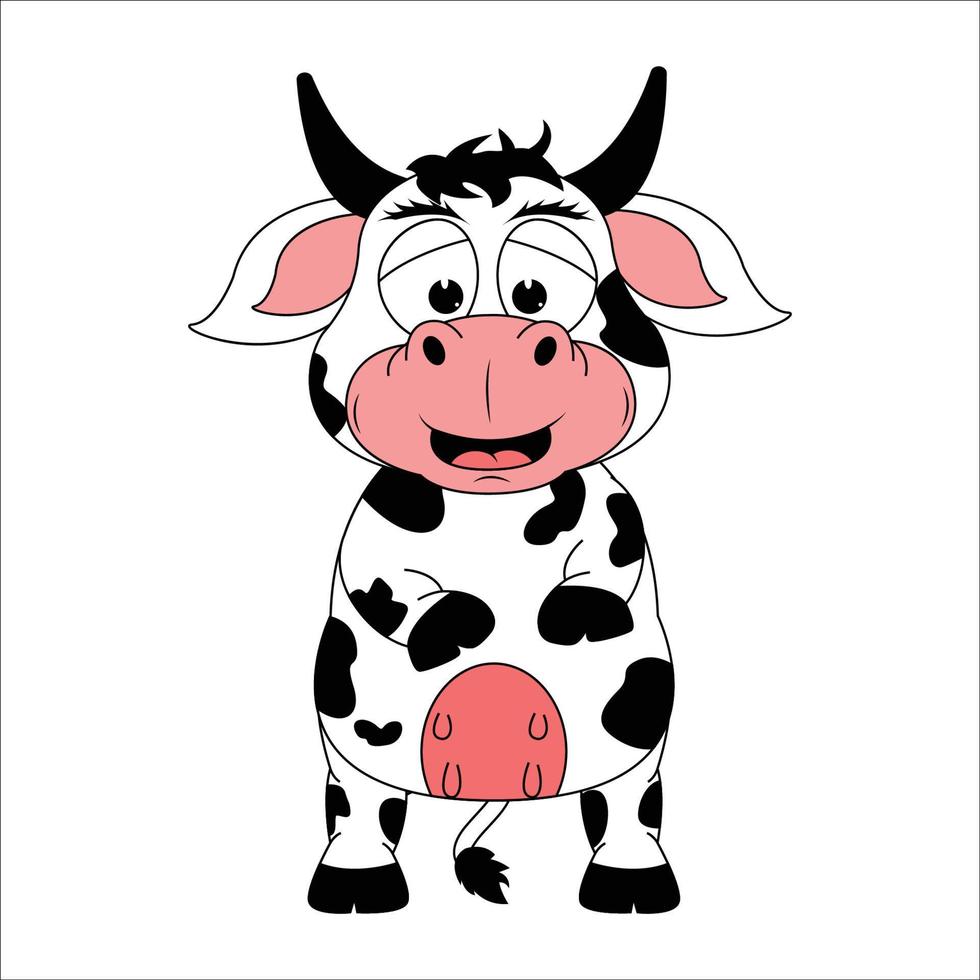 cute cow animal cartoon illustration vector