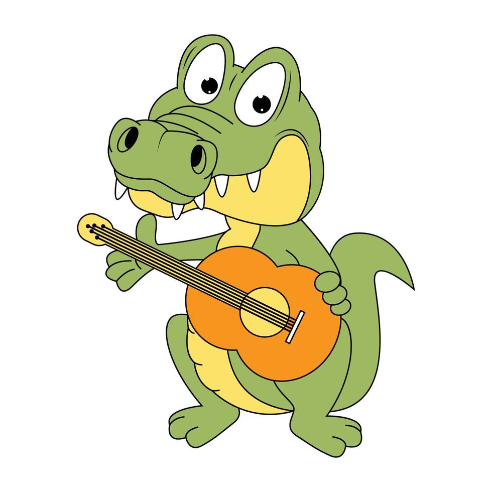 cute crocodile animal cartoon illustration vector