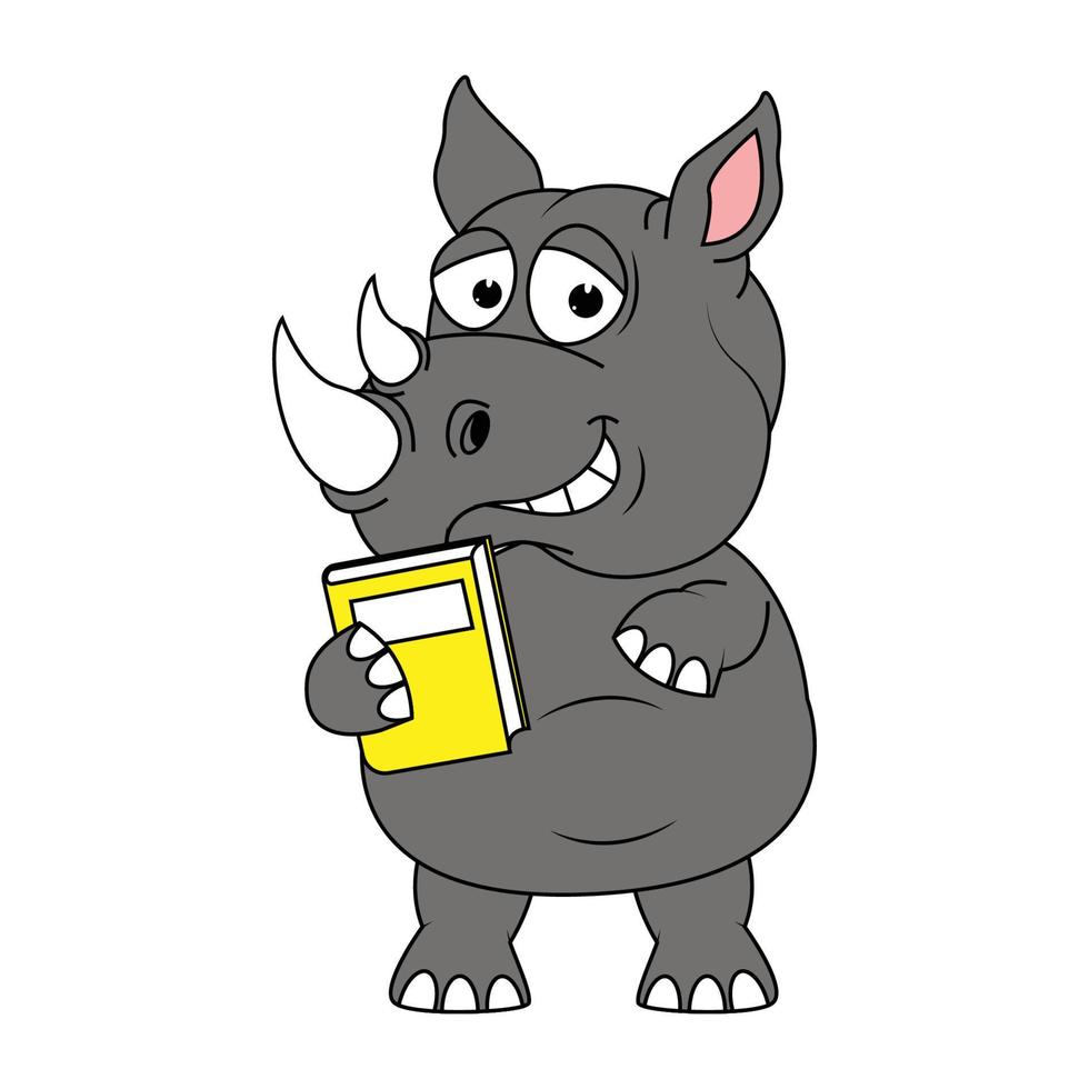 cute rhino animal cartoon illustration vector