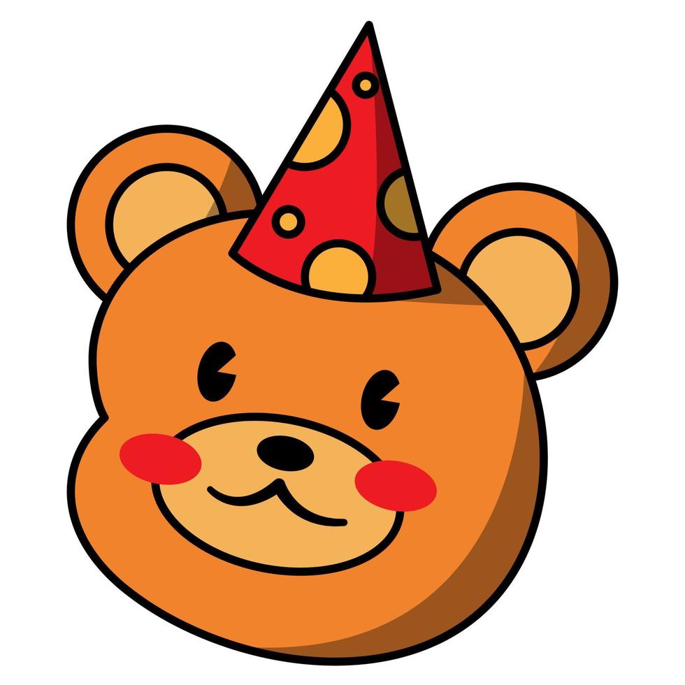 vector cartoon cute bear head partying