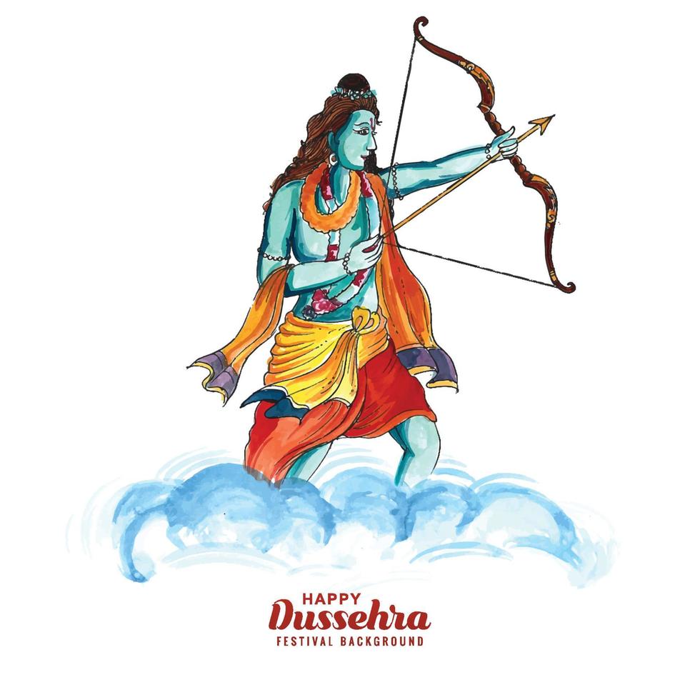 lord rama shree ram navami festival deseos tarjeta fondo de celebración vector