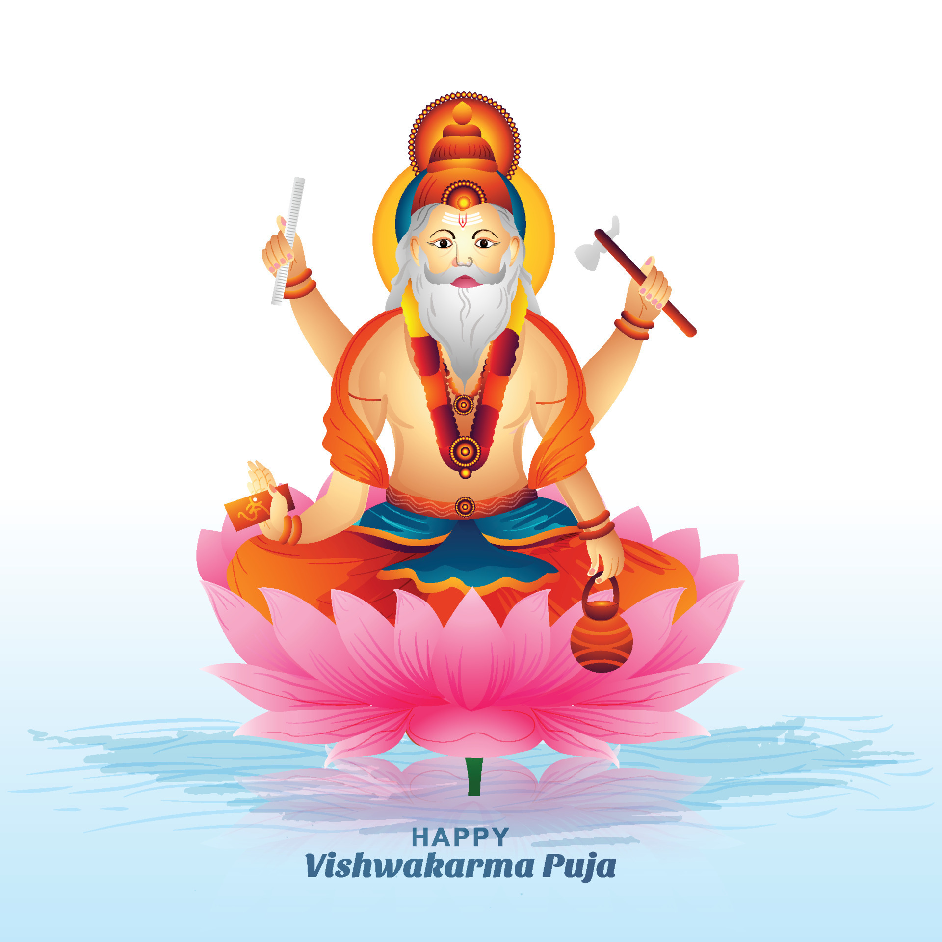 Happy vishwakarma puja holiday card background Vector Image