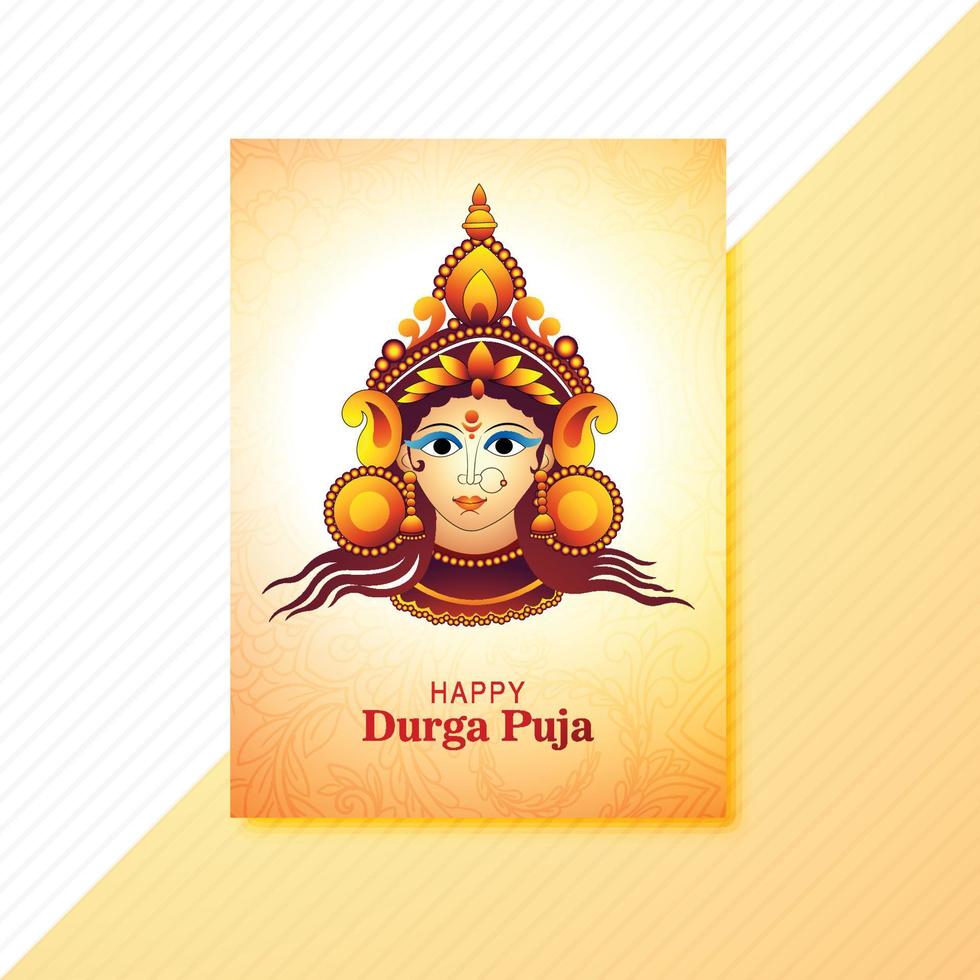Indian festival goddess durga puja brochure template card background vector