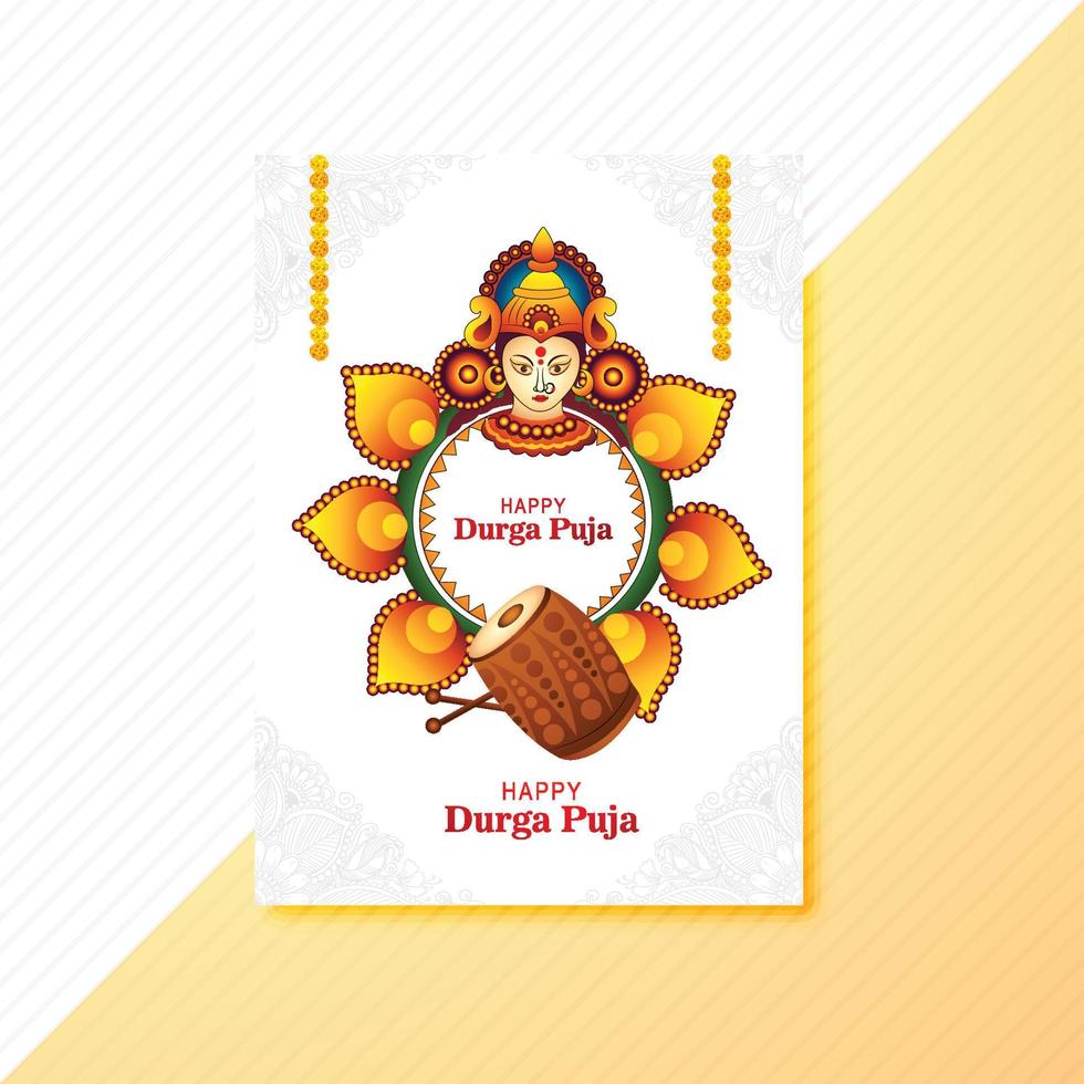 Happy durga puja india festival holiday card illustration brochure design vector