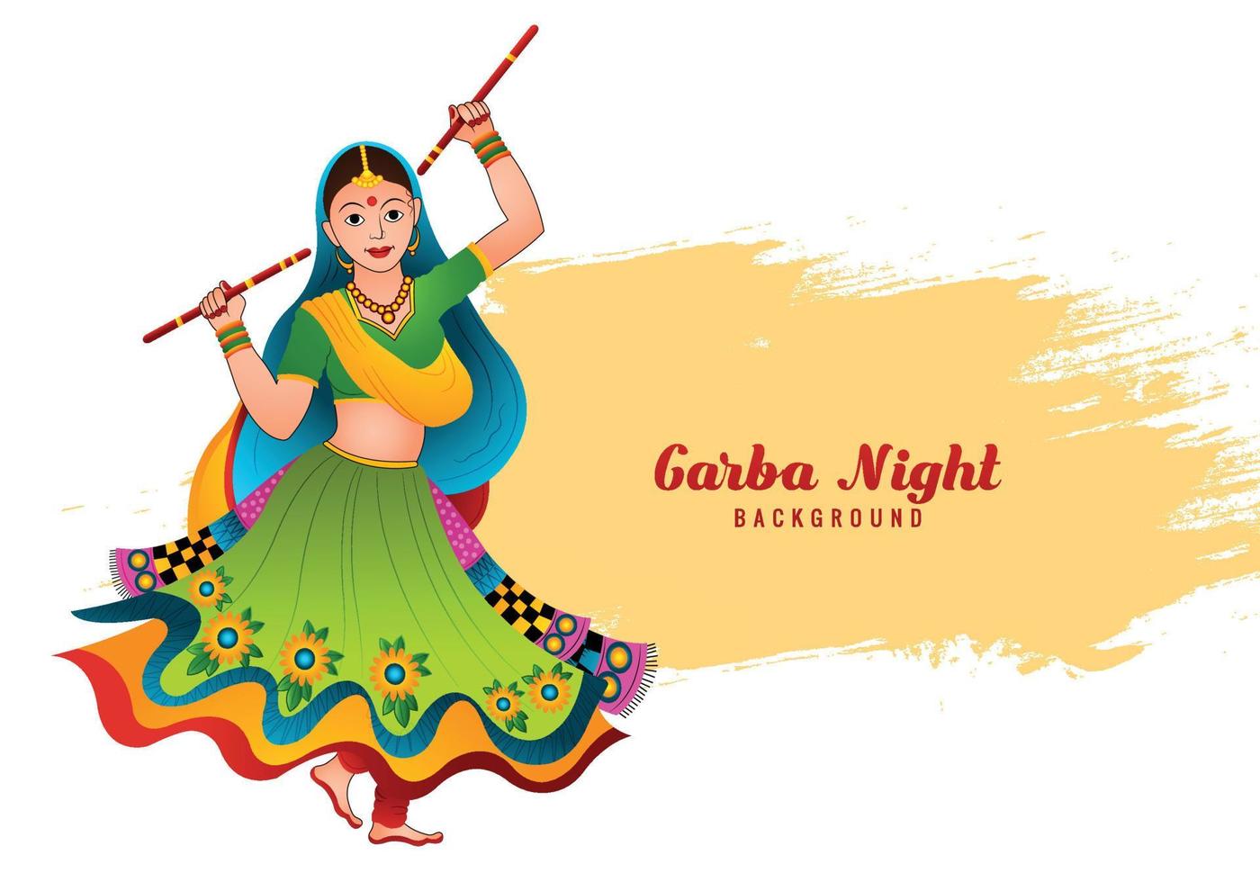 Garba night woman playing garba and dandiya celebration background vector