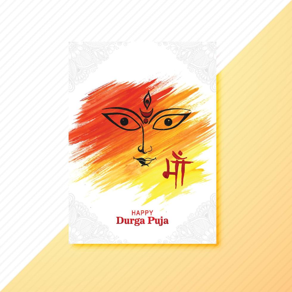 mano dibujar feliz durga puja festival plantilla folleto fondo vector