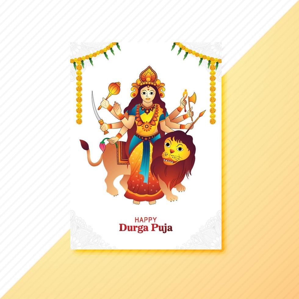 Happy durga puja festival celebration brochure card background vector