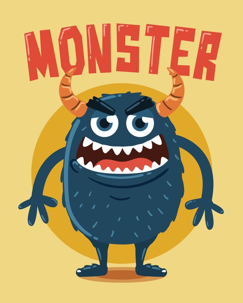 Angry Monster with Horns vector