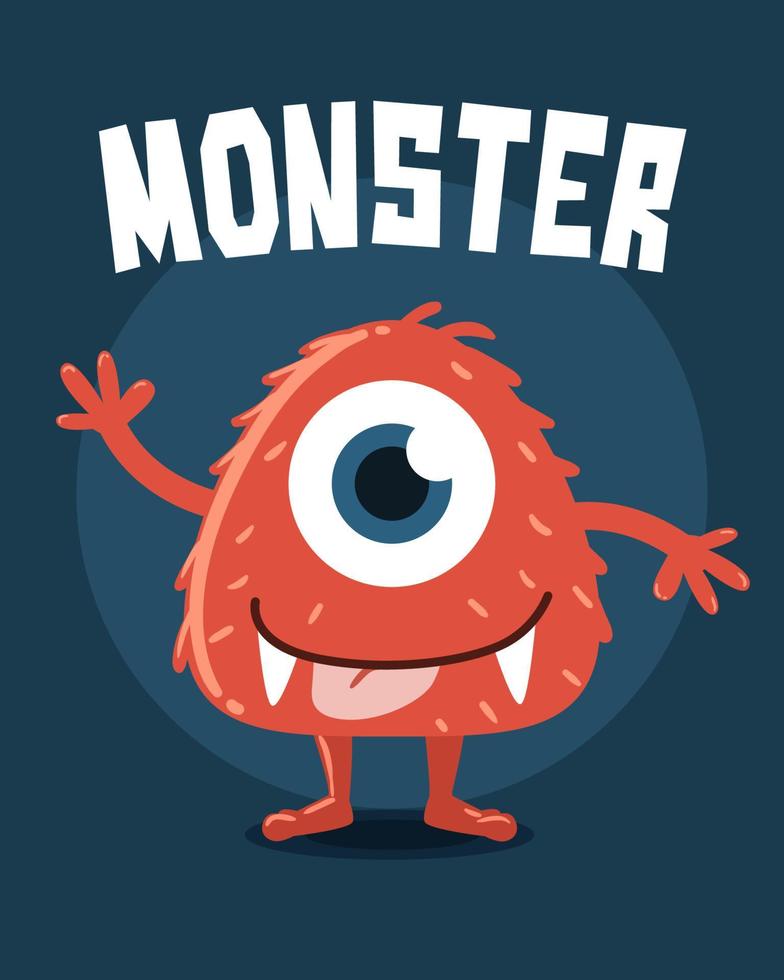 Cute Red One Eyed Monster vector
