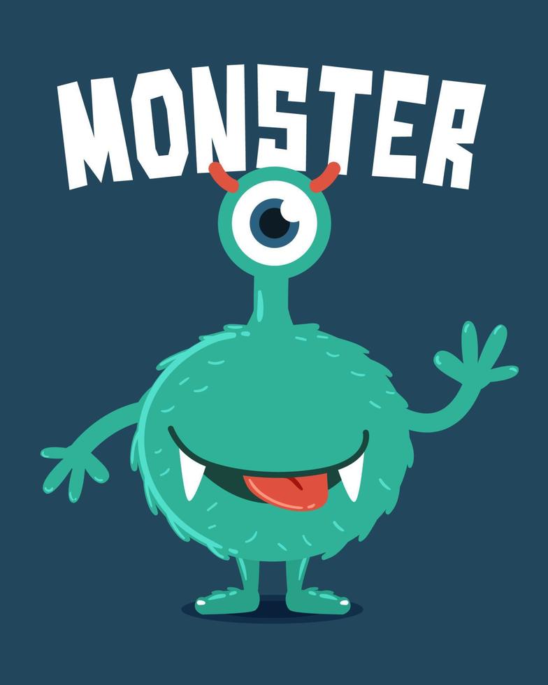 One Eyed Monster with Small Horns vector