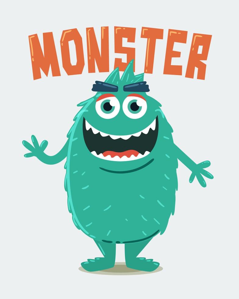 Green Hairy Monster vector