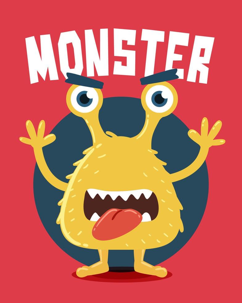 Yellow Monster Screaming vector