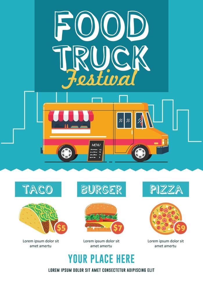 Food Truck Festival Flyer Template vector