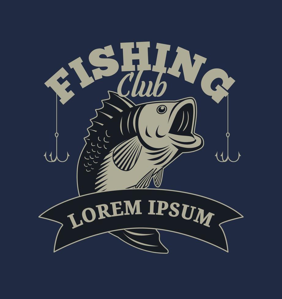 Fishing club with bass fish illustration for graphic t shirt and other uses vector