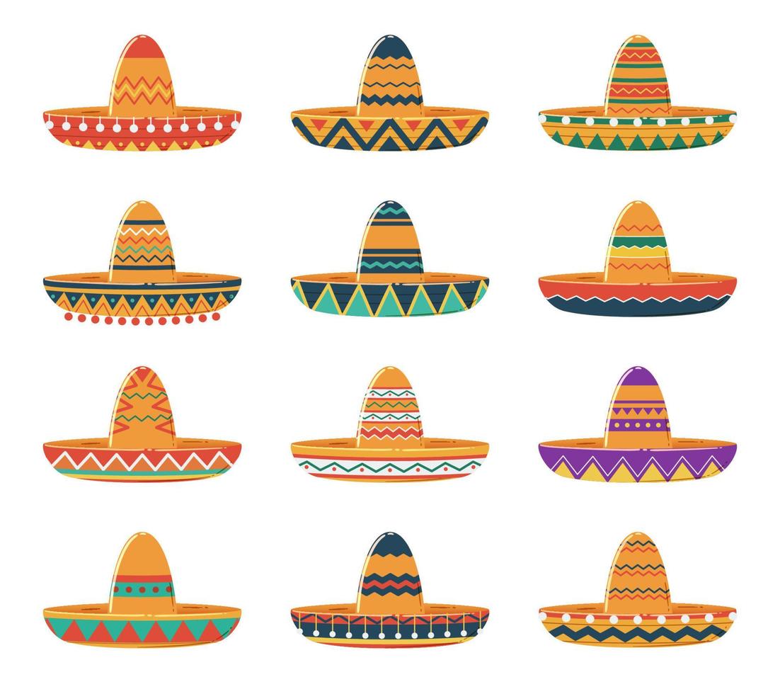 Set of Sombrero Hats vector