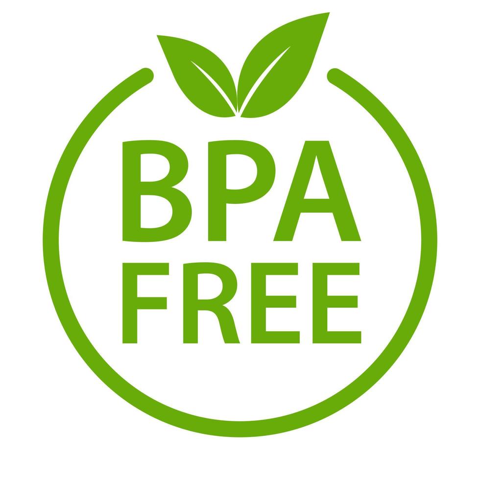 BPA free vector certificate icon. No phthalates and no bisphenol, safe food  package stamp, check mark and green leaf Stock Vector