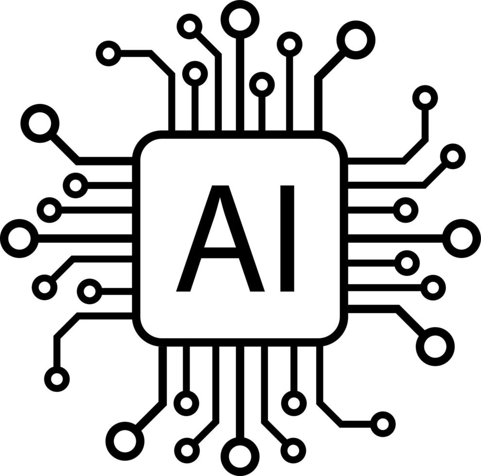 símbolo de icono de vector de chip de procesador de inteligencia artificial ai para diseño gráfico, logotipo, sitio web, redes sociales, aplicación móvil, ilustración de interfaz de usuario