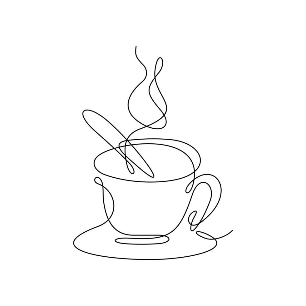 A Cup of Coffee Hand Drawn Continuous Line Art vector