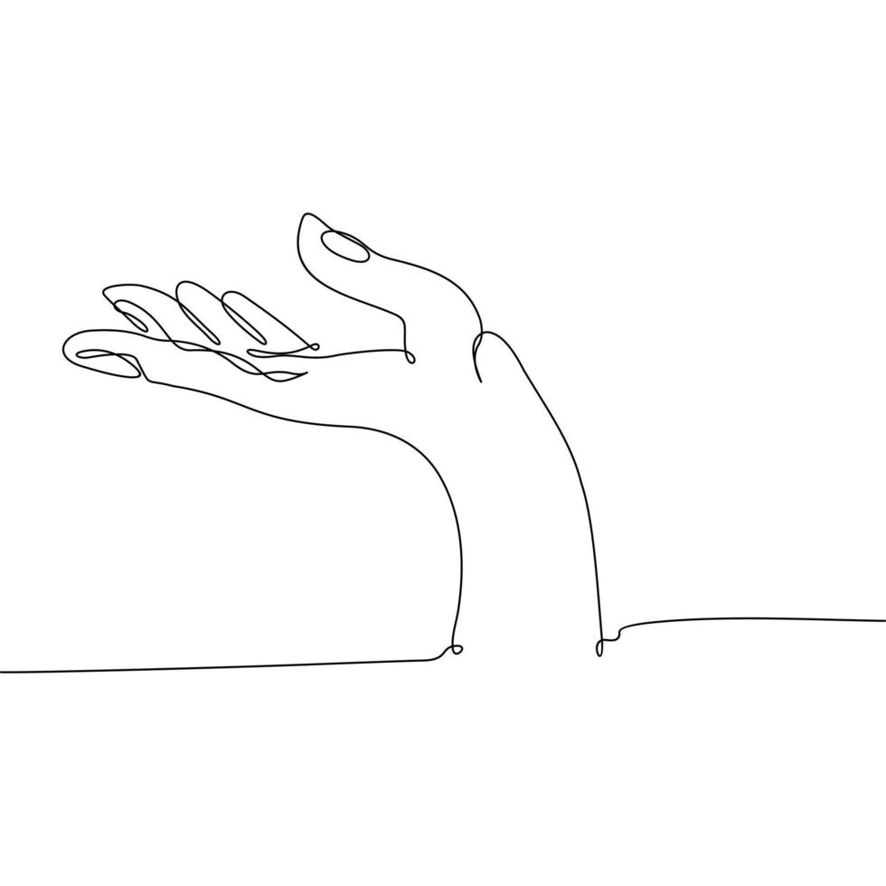 Continuous Line Drawing Palm Gesture Illustration vector