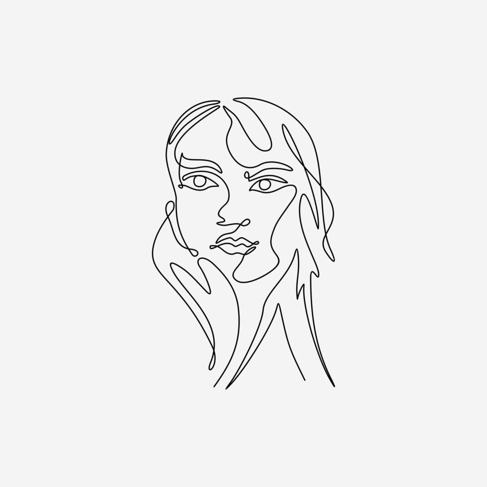 Surreal Faces Continuous Line Drawing vector