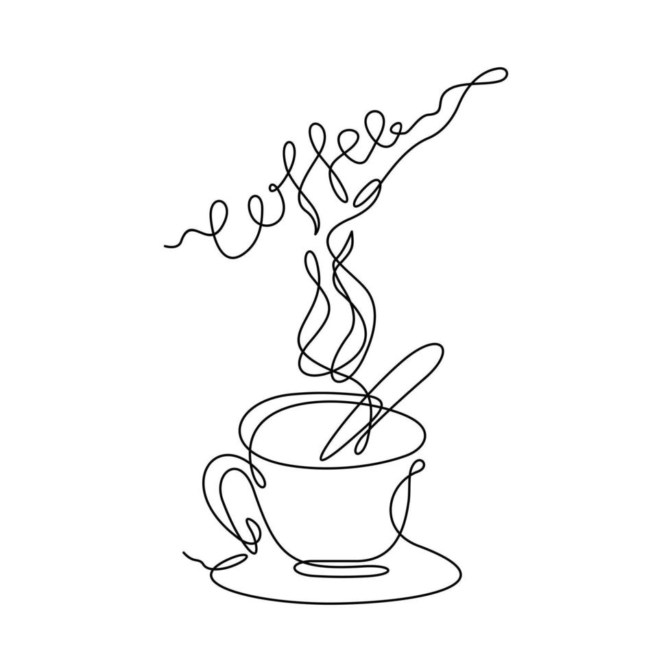 un dibujo de línea continua de café vector