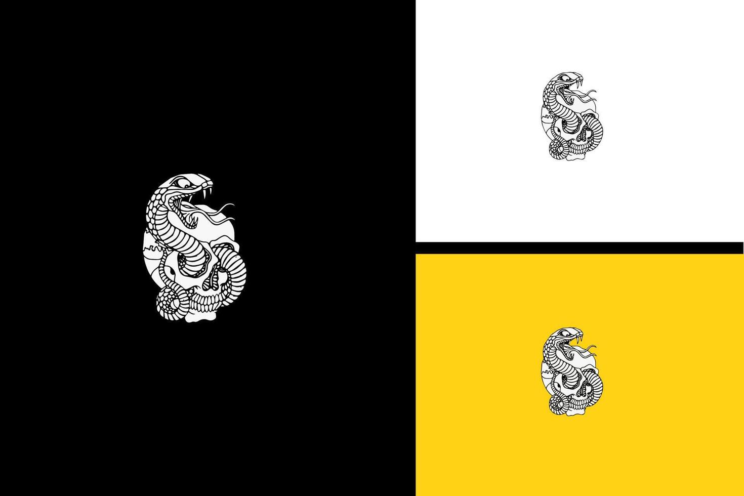 head skull and king cobra vector black and white
