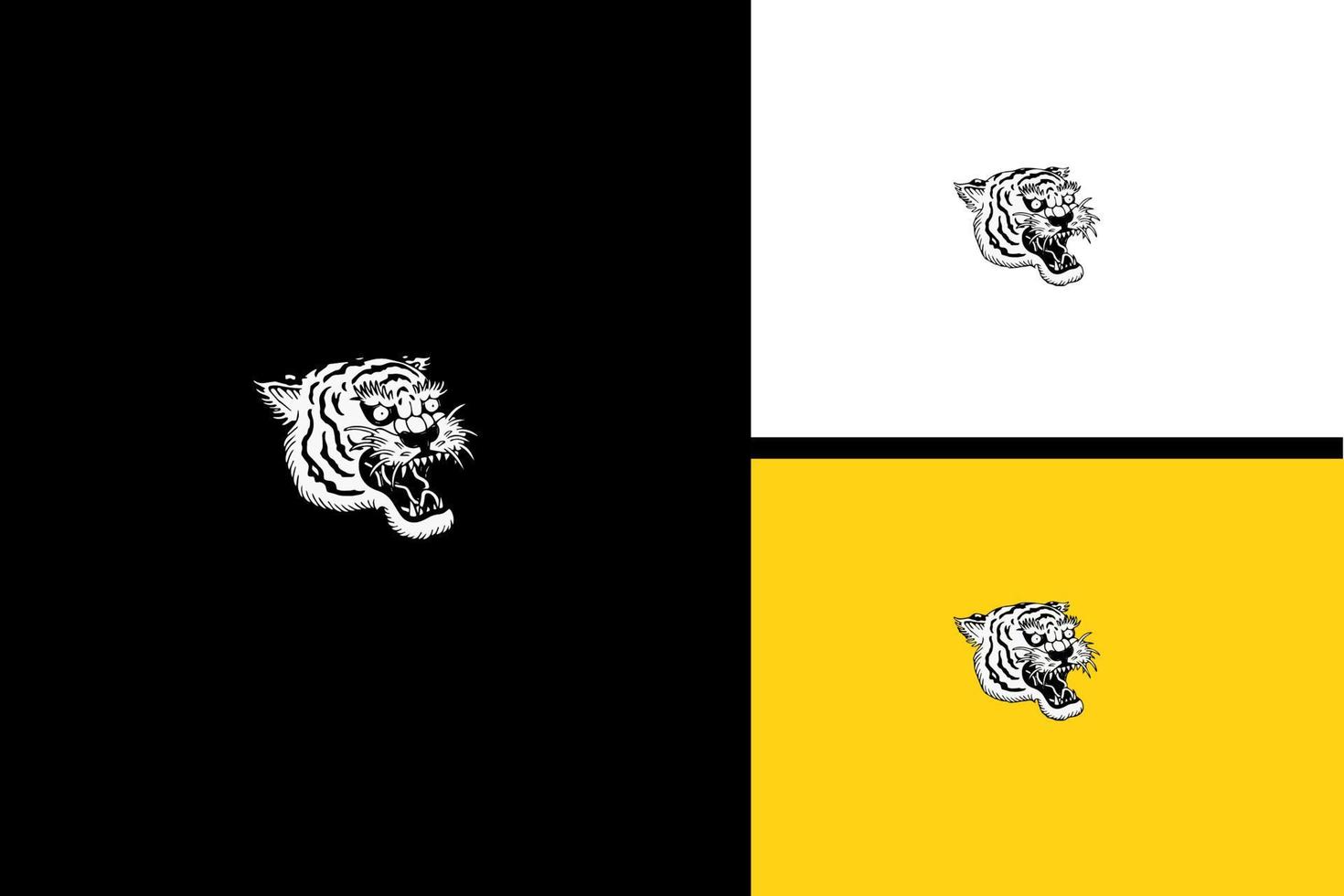 head tiger logo vector black and white