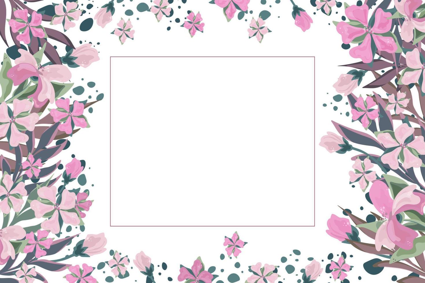 Template with the image of abstract flowers and leaves for postcards, invitations, notebooks, backgrounds. vector