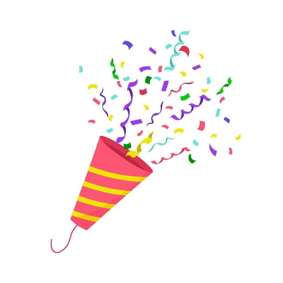 Colorful confetti explosion on white background, festive pattern. vector