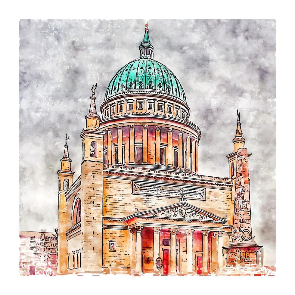 Potsdam Germany Watercolor sketch hand drawn illustration vector