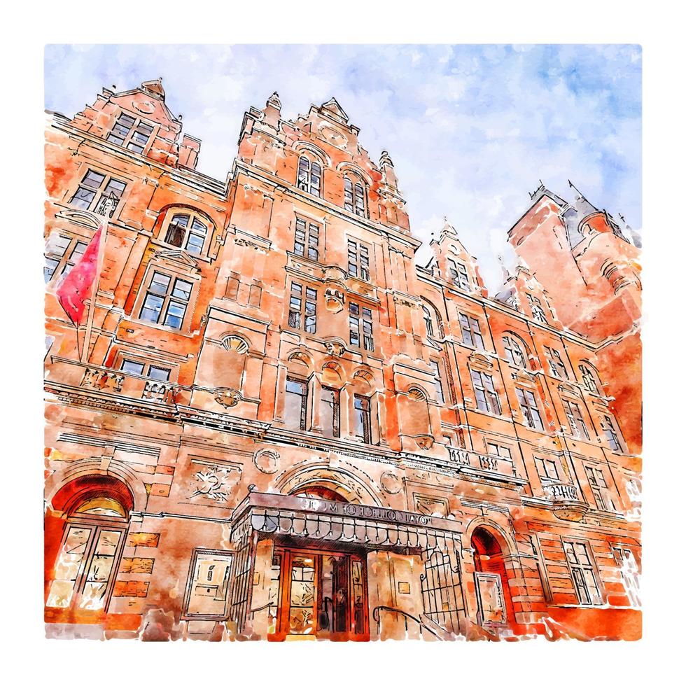 Royal College of Music London Watercolor sketch hand drawn illustration vector