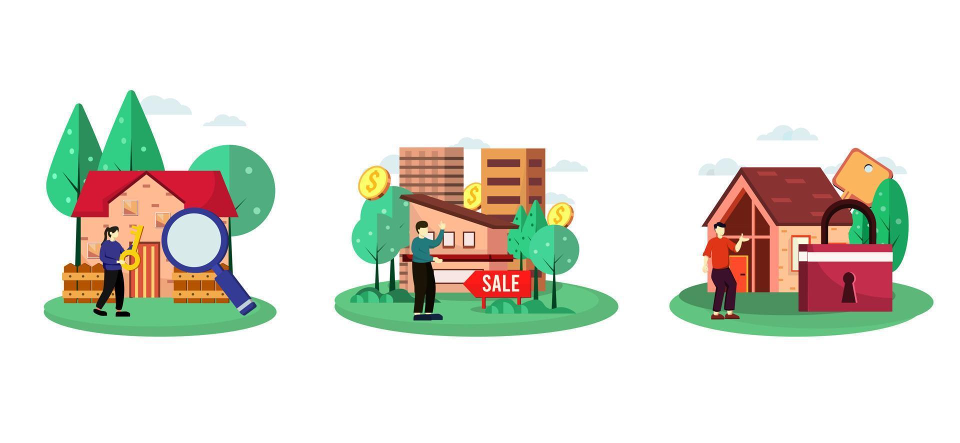 Collection Real Estate Bundle Flat Design vector