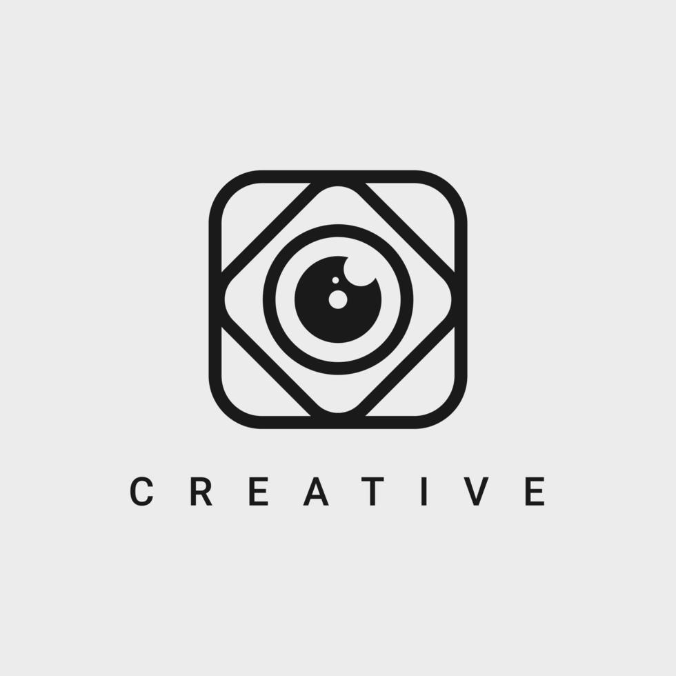 Photographer Camera Line Logo Design Template vector