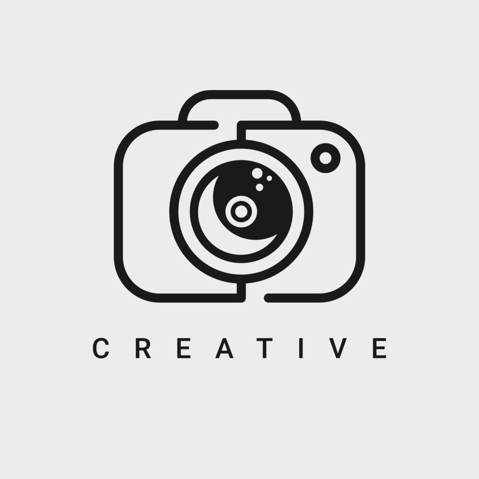 Photographer Camera Line Logo Design Template vector