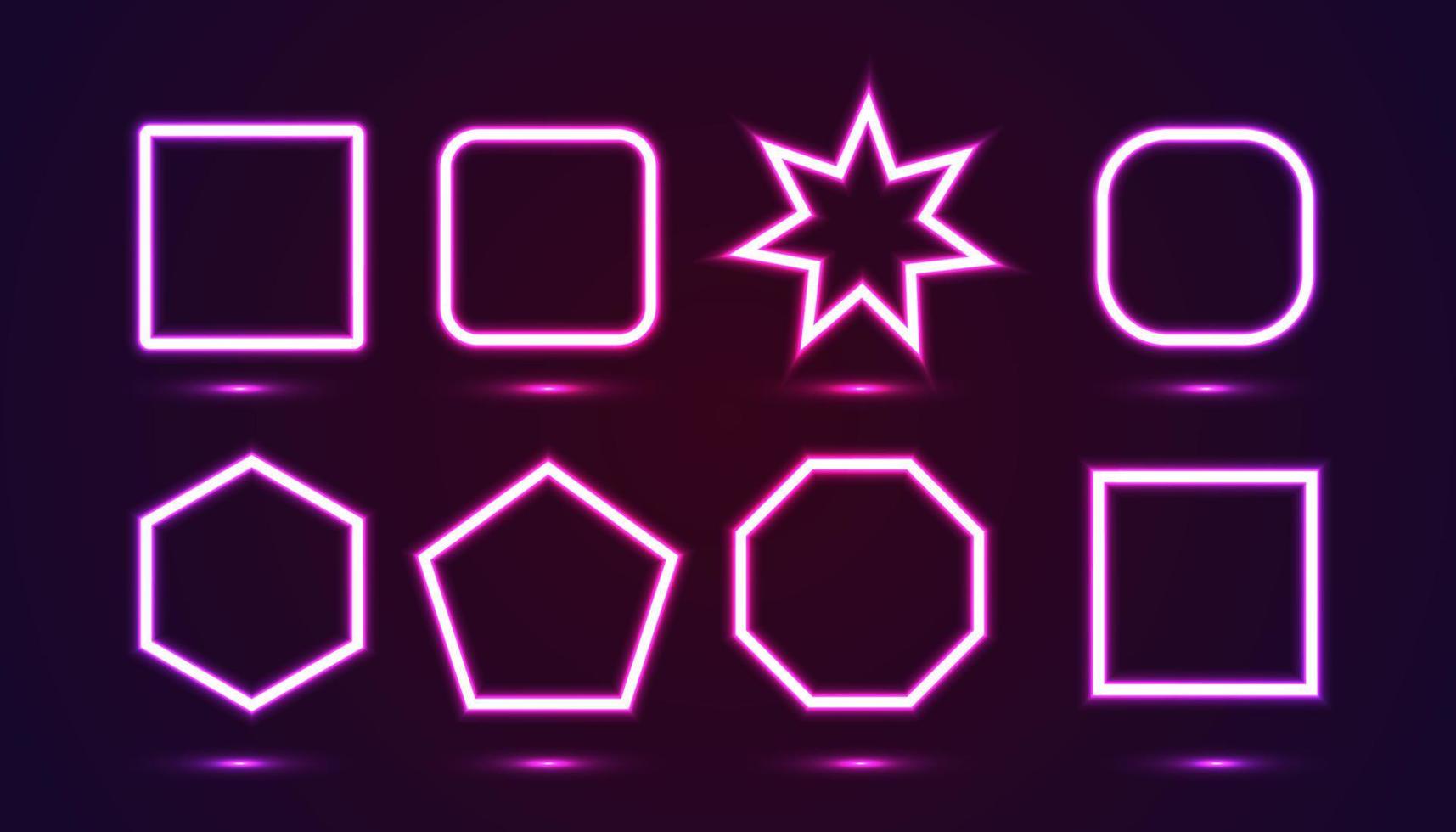 Realistic geometric neon frame light effect template design vector