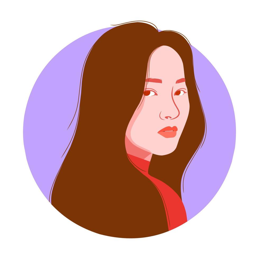 retrato de una hermosa mujer joven cara ilustración vector