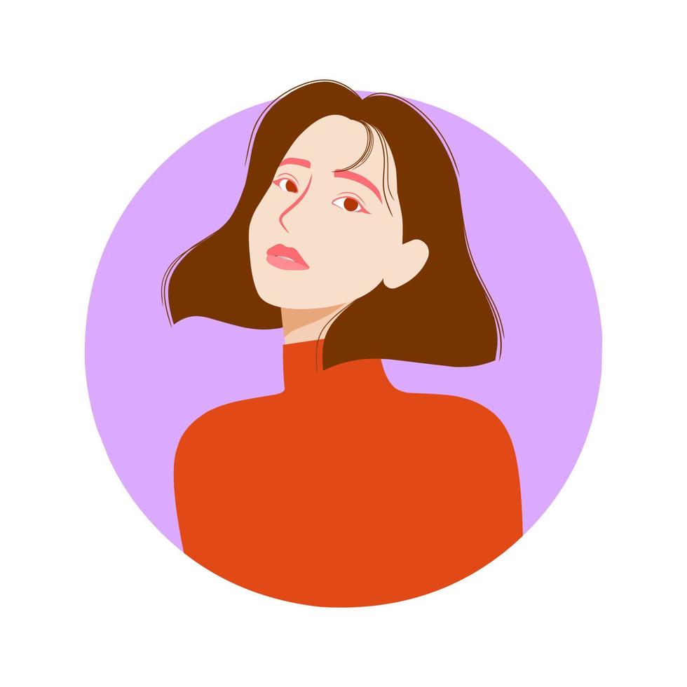 Portrait of a beautiful young girl face illustration vector