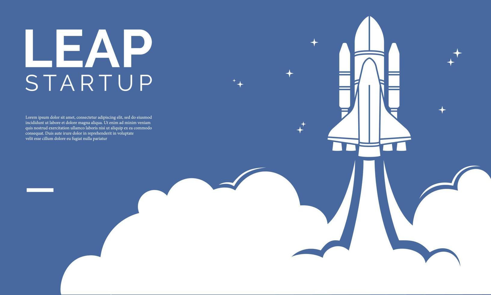 Flat vector illustration of spaceship rocket taking off. Suitable for background element of business startup and technology concept.