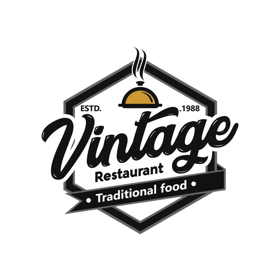 plantilla de vector de logotipo de comida y restaurante vintage